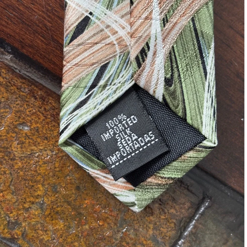 Lot of 2 Arrow USA 1851 Men's Necktie Green Brown Swirl Abstract Business Casual